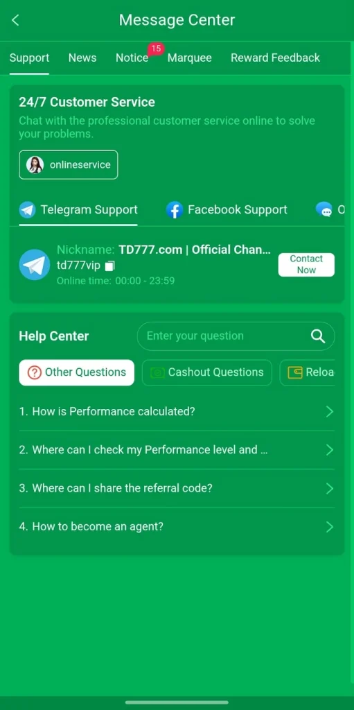 TD777 Message Center